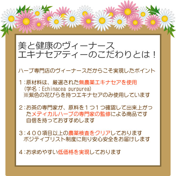 エキナセアティーは無農薬です｜美と健康のヴィーナース